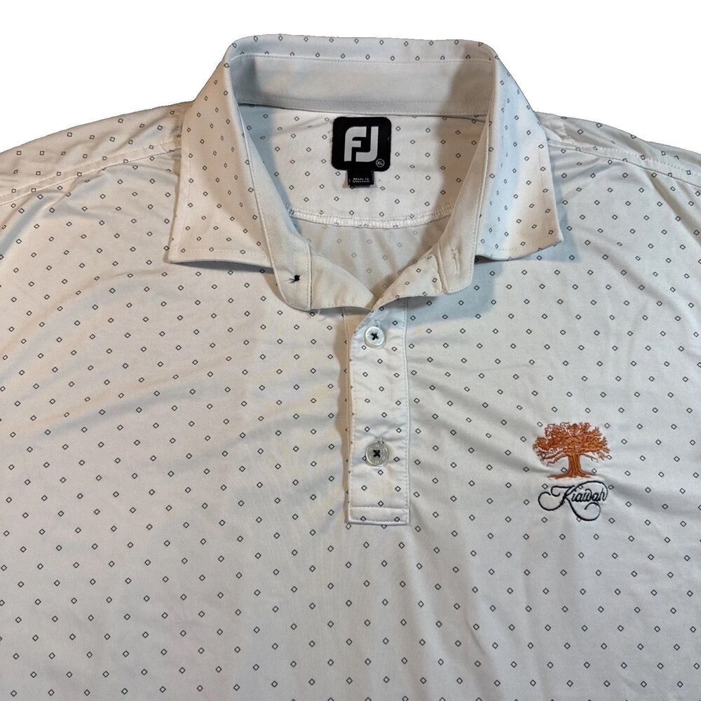 FootJoy Mens Golf Polo Shirt Kiawah Island Logo Size XL White Diamond